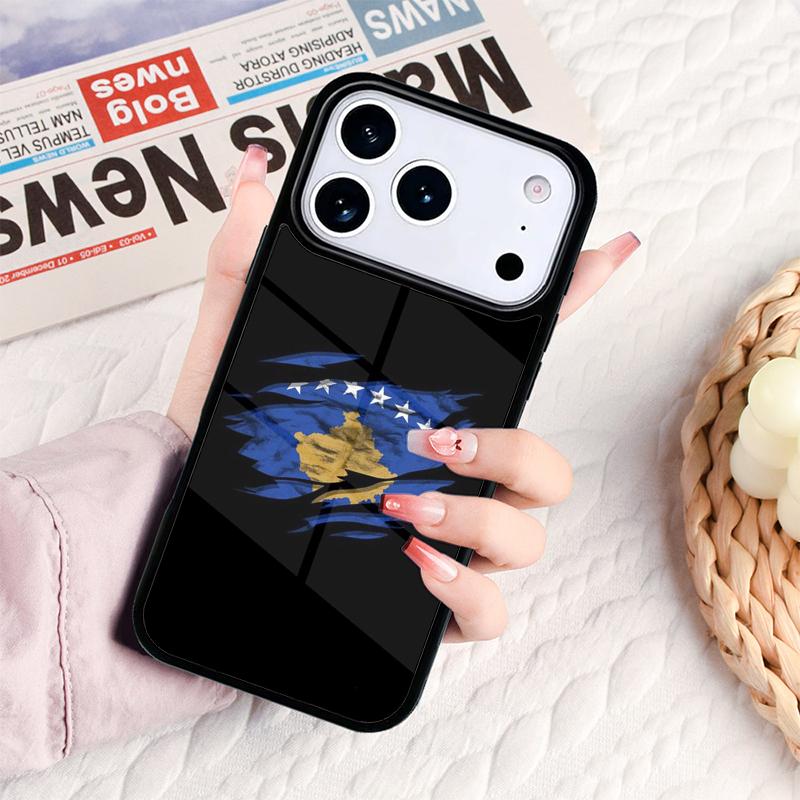 Чехол для телефона с флагом Косово для iPhone 17 16e 15 14 13 12 11 Pro Max Air Mini Мягкий защитный чехол