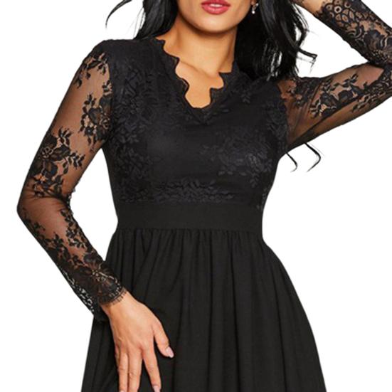 Женское вечернее платье однотонное элегантное милое плиссированное темпераментное прозрачное кружевное сексуальное высокое