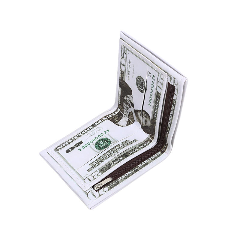 Мужской персонализированный ретро-кошелек двойного сложения с креативным стилем, множеством отделений для карт, классический короткий кошелек двойного сложения с рисунком долларовой купюры США