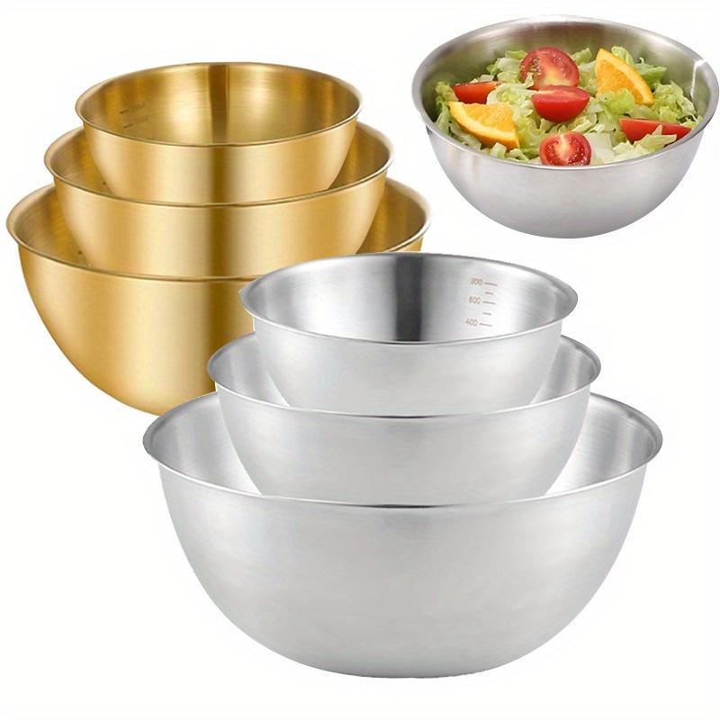 3pcs Stainless Steel Bowl Set with Scale for Baking Cooking Food Storage Large Capacity Mixing Bowls Home Kitchen Tools