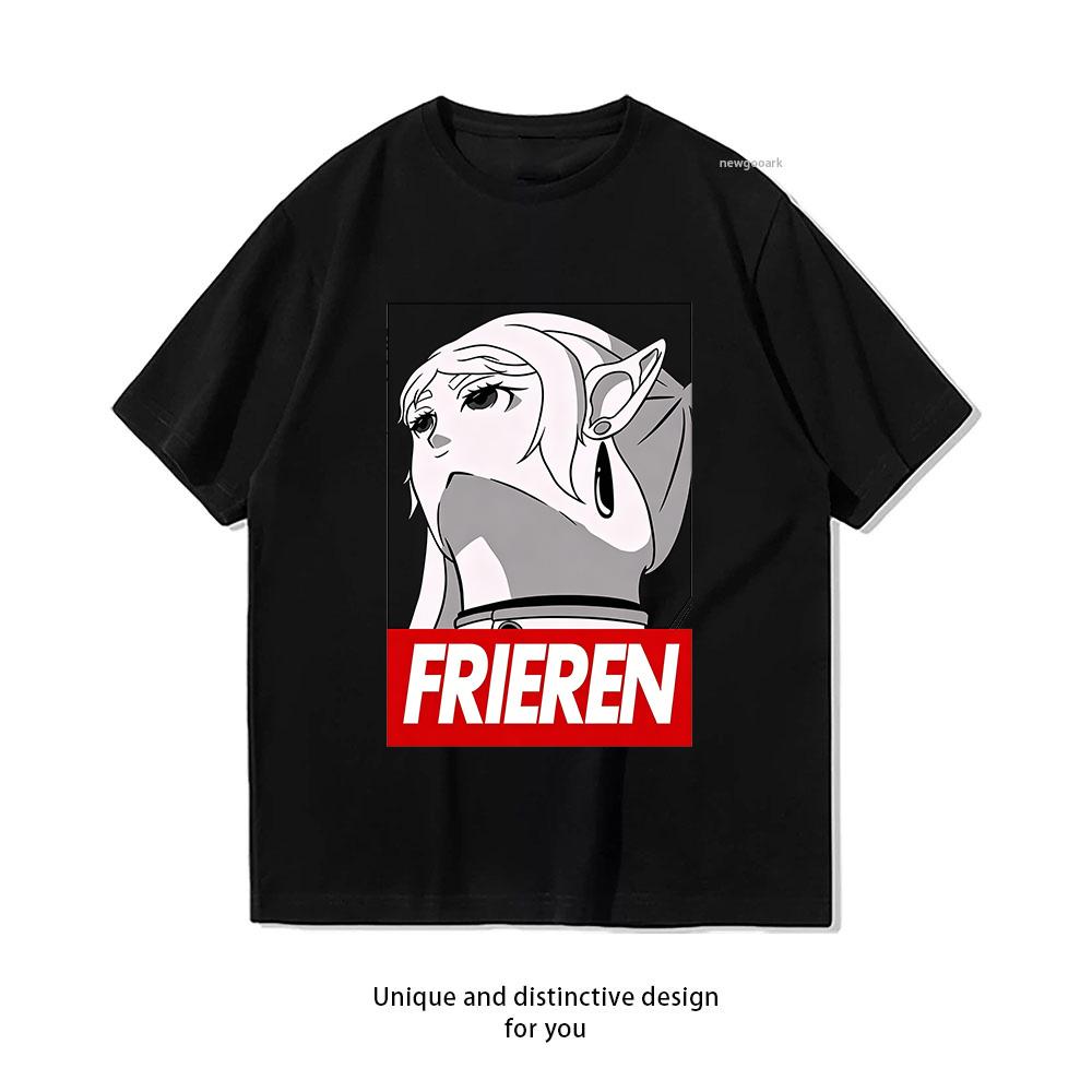 Anime MEME Frieren Tshirt Summer Cotton Woman Man Graphic T Shirts Adult Oneck Breathable Tops S3XL