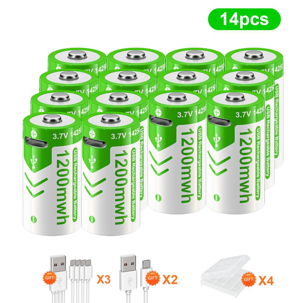 PALO 3,7 В, 14250, 300 мАч, литиевая аккумуляторная батарея, USB-аккумуляторная батарея с датчиком - красная/зеленая батарея для лазерной указки, бесплатный кабель