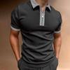 Men's Short-sleeved T-shirt Slim Fit Patchwork Zipper Turn Down Collar Men Golf Polo Summer T-Shirts Streetwear Breathable
