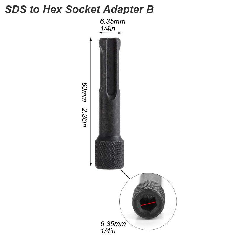 Electric Hammer Adapter Power Drill Screwdriver Converter SDS Plus Convert To 1/4 Hex Shank Magnetic Socket Nut Impact Driver