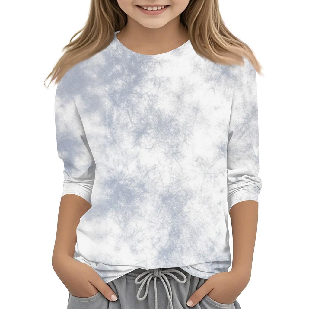 Детская футболка с круглым вырезом и принтом, рукава 3/4, повседневная футболка