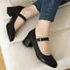 Fashion Spring High-heeled Shoes Women Buckle Thick High Heels Platform Mary Janes Ladies Pumps Footwear Vintage Party Wedding Pumps