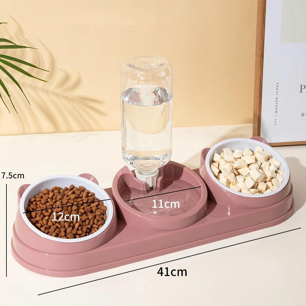 Double Bowl 3 in 1 Cat Feeder Neck Protection Cat Bowls Pet Supplies Pet Food Container Cat