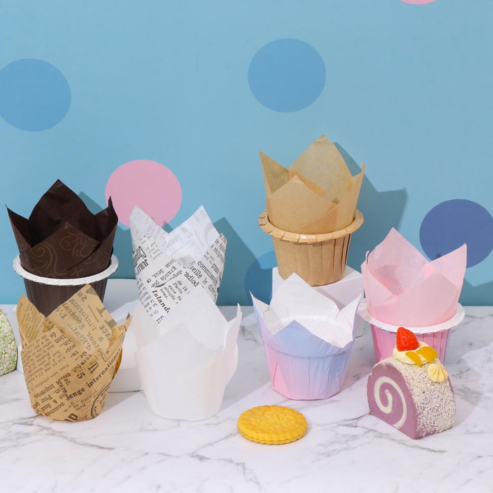 И кухонная утварь Противень для торта Формочки для кексов из жиронепроницаемой бумаги Формочки для кексов Форма для выпечки тюльпанов