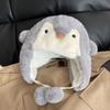 Cartoon Cute Penguin Hat Warm Plush Cap Cute Animals Ears Beanie Hats  Girls