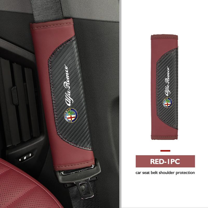 AAACO1 Car Seat Belt Shoulder Cover Protection Pads Safety Belt Accessories For Alfa Romeo GT Stelvio F1 Brera Volante Tonale Gloria