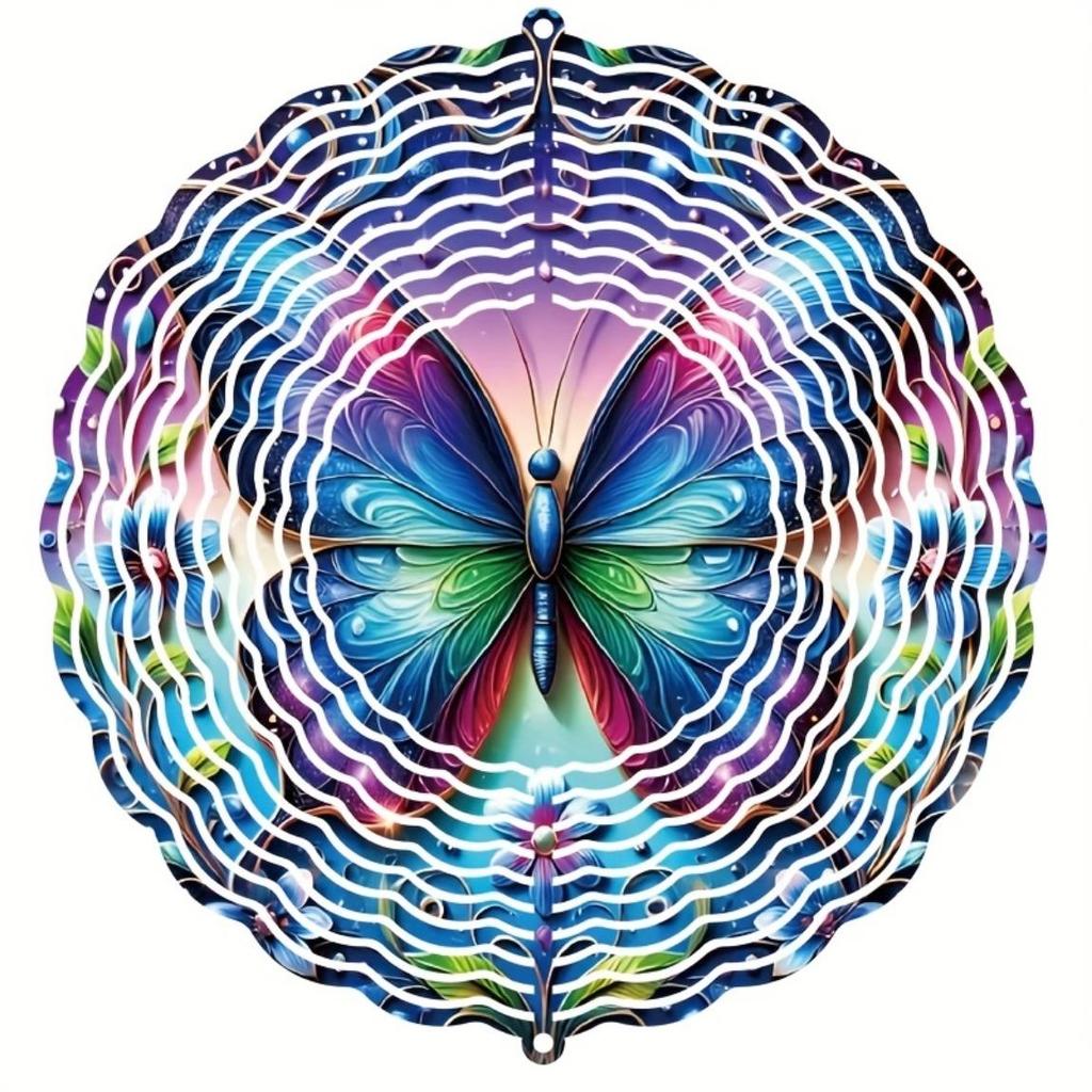 Butterfly Floral Wind Chime Colorful 2D Decor for Garden Balcony Bedroom Indoor Outdoor Gift for Easter Mothers Day Christmas Wall Art