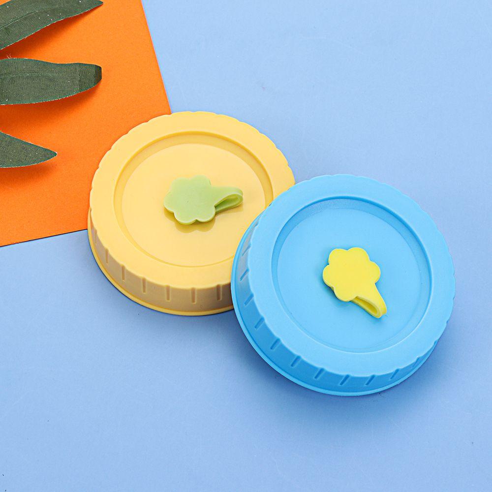 1/4Pcs Plastic Cute Leak-Proof Canning Lids Mason Jar Lids Jar Caps With Straw Hole