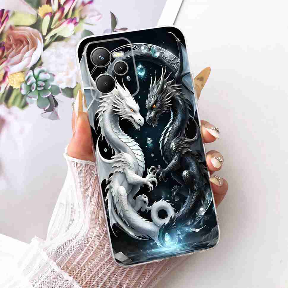 Для Realme C 35 C35 Чехол 2022 Золотой Дракон Чехол Мягкий Силикон Fundas Для Realme Narzo 50A Prime RealmeC35 Чехол для Телефона Сумки