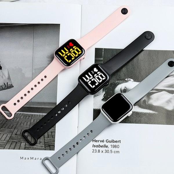 Маленькие квадратные парные детские часы для мальчиков и девочек, спортивные, водонепроницаемые, электронные часы со светодиодной индикацией Apple