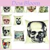 Skeleton Head Throw Pillow Cover With Linen Fabric For Home Decor And Living Room