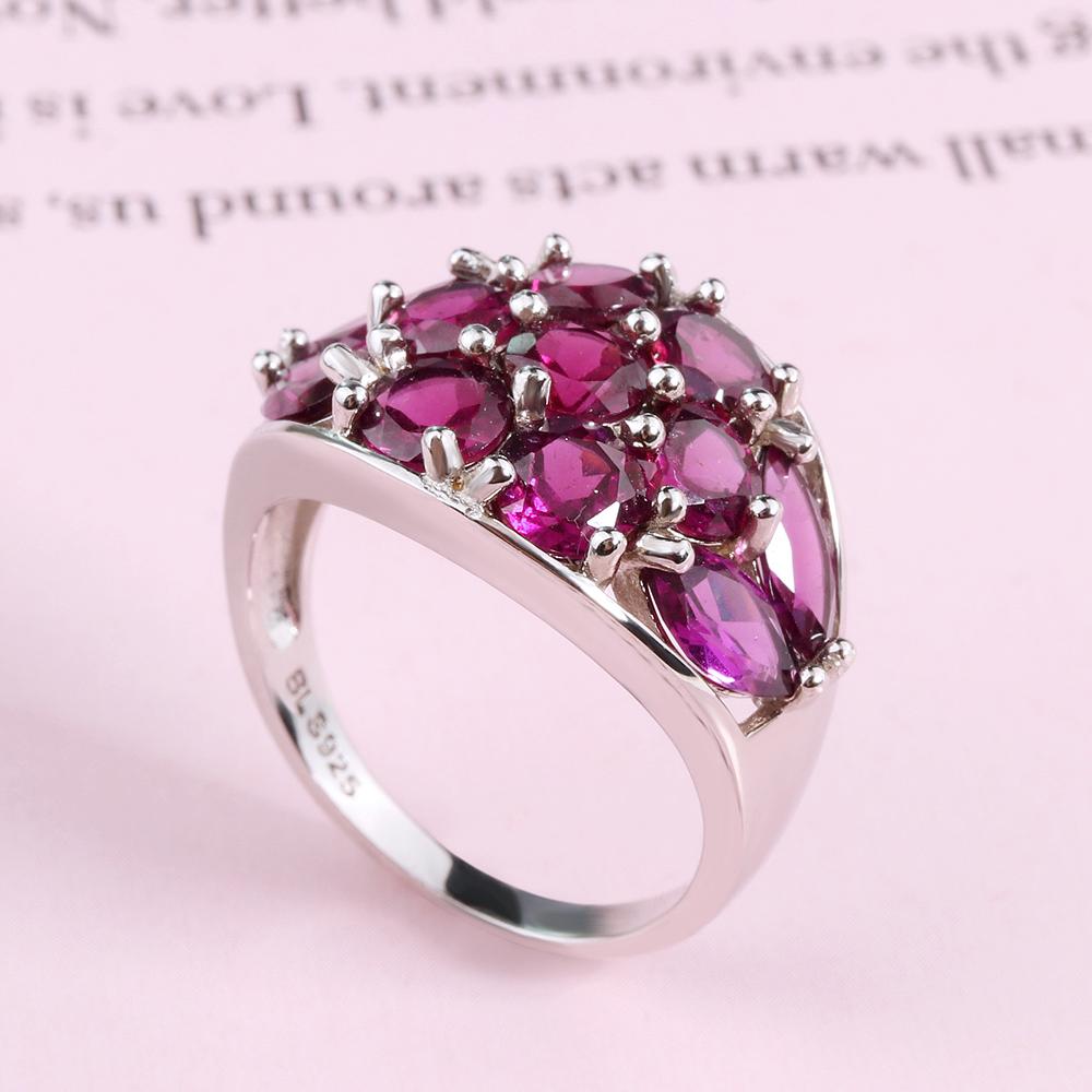 Модный дизайн, натуральный родолит, гранат, женское кольцо из стерлингового серебра 925 пробы, ювелирные изделия, подарок на юбилей, банкет