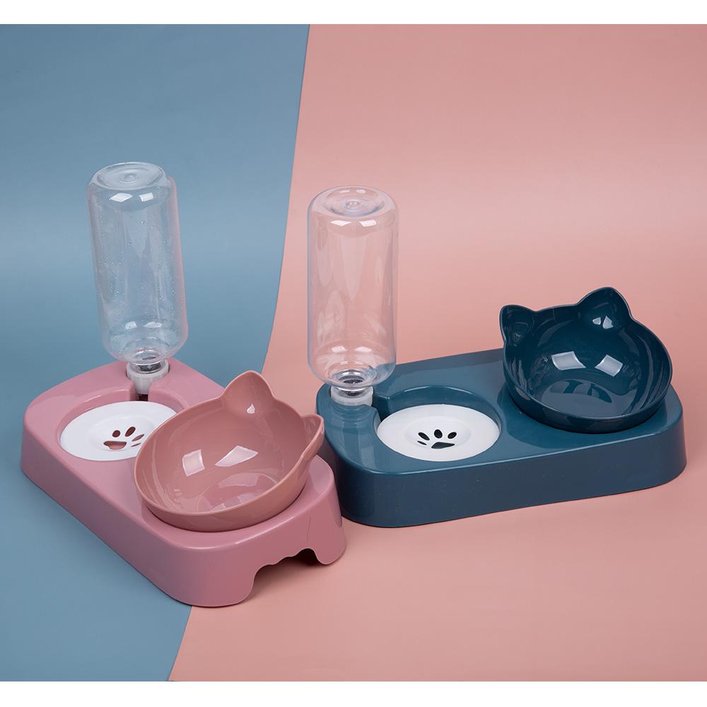 Принадлежности для домашних животных Автоматический питьевой фонтанчик Миска для кошачьей еды Кормушка Контейнер для хранения Защита шеи Нескользящая Двойной регулируемый угол