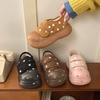 Polka dot thick-soled velvet Velcro cotton shoes women's winter outer wear bag heel warm shoes confinement cotton shoes