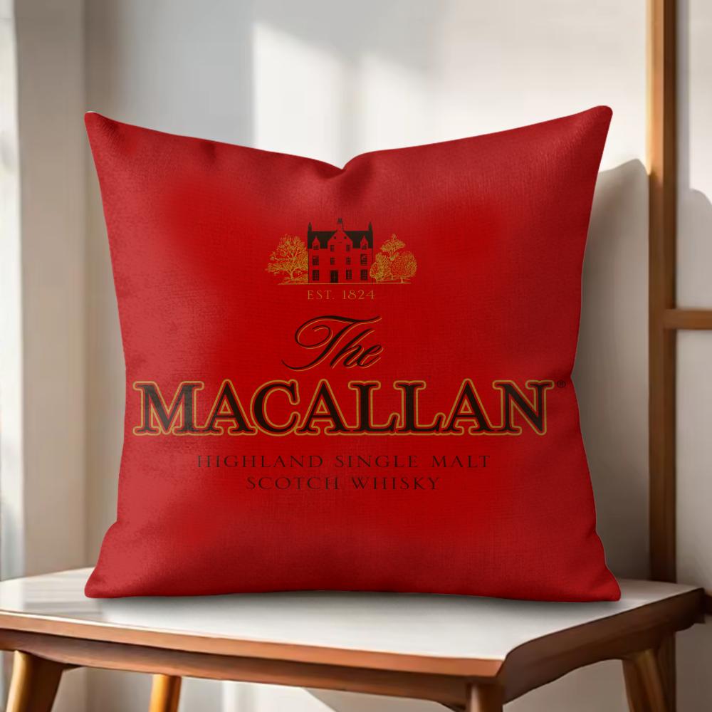 MMacallanNS wWhiskey logo Cushion Cover Natural Linen Organic Fabric DoubleSided Printing Couch Pillow Covers Home Decor