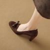 Krazing Pot Туфли из овечьей замши с круглым носком на высоком каблуке, весенне-летние туфли с узлом-бабочкой, винтажные женские туфли-лодочки
