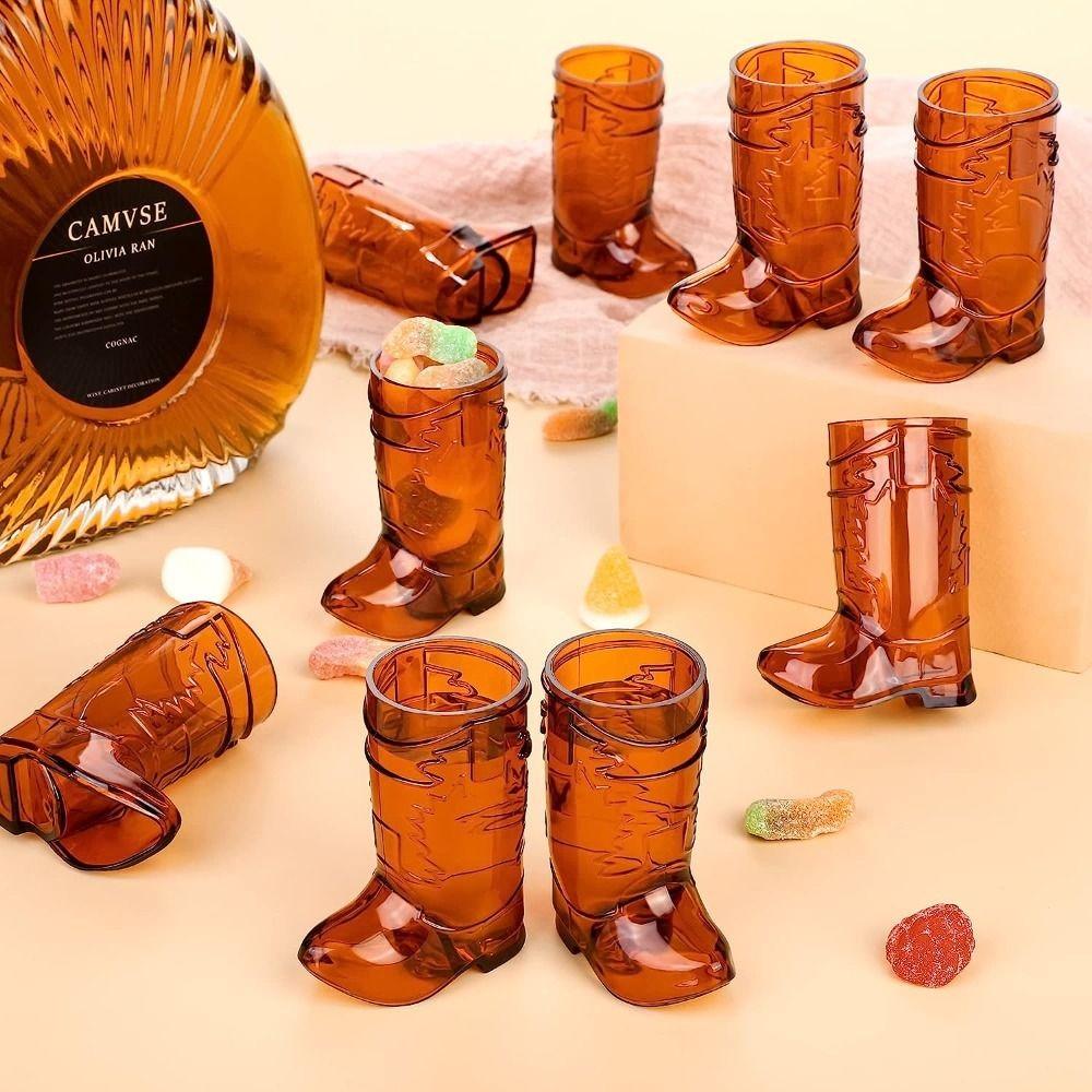 10Pcs Transparent Western Cowboy Glasses Plastic Shot Glasses Creative Beer Cup  Outdoor