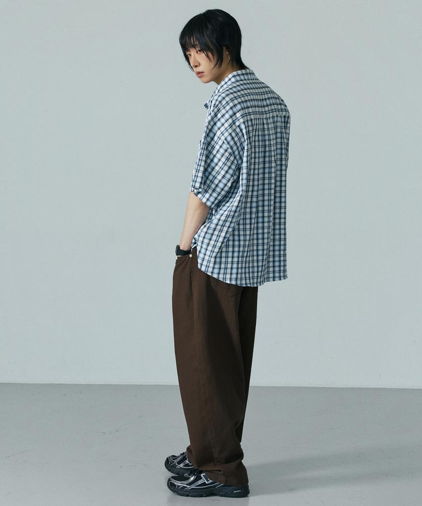 LXT Seersucker Check Oversized Short Sleeve Shirt [Blue]