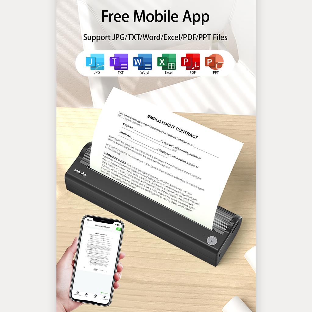 PeriPage A4 Paper Printer Direct Thermal Transfer 304dpi Wireless Printer Mobile 210mm Mini Mobile