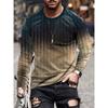 Gradient Stripe Printed Men's Long Sleeve T Shirt Autumn Daily Casual Men's Long Sleeve Tops Street Fashion Men's Long Sleeve