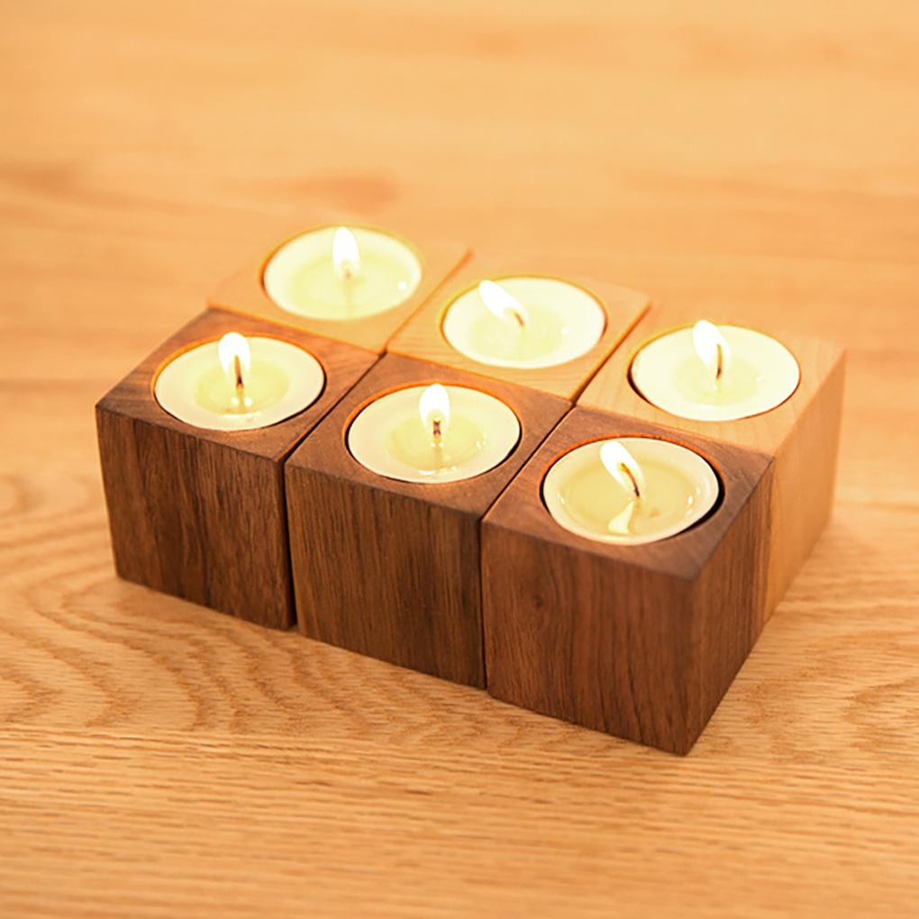 Подсвечник из массива дерева Рождественский Свадебный Реквизит на День Святого Валентина Украшение стола Подставка для свечи