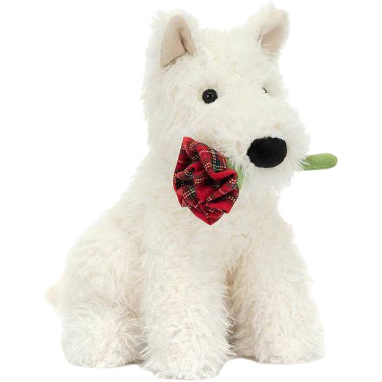 Jellycat Серия Ко Дню Святого Валентина Признание Монро Шотландский Терьер Хайлендер Держащий Розу Плюшевая Игрушка Набивная Кукла Сидячая Высота 25 см