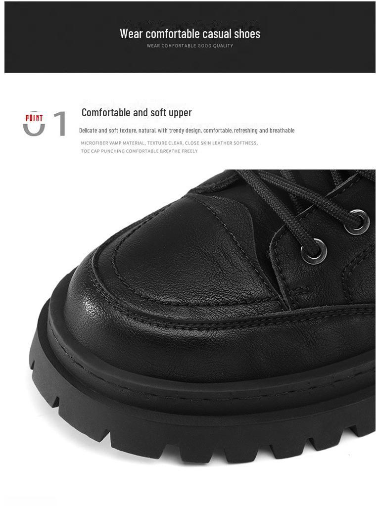 Мужские черные кожаные мотоциклетные ботинки с высоким берцем — британский стиль, водонепроницаемые, на осень.