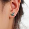 Delicate 925 Sterling Silver Mint Green Zircon Hummingbird Stud Earrings for Women Party Jewelry Gifts