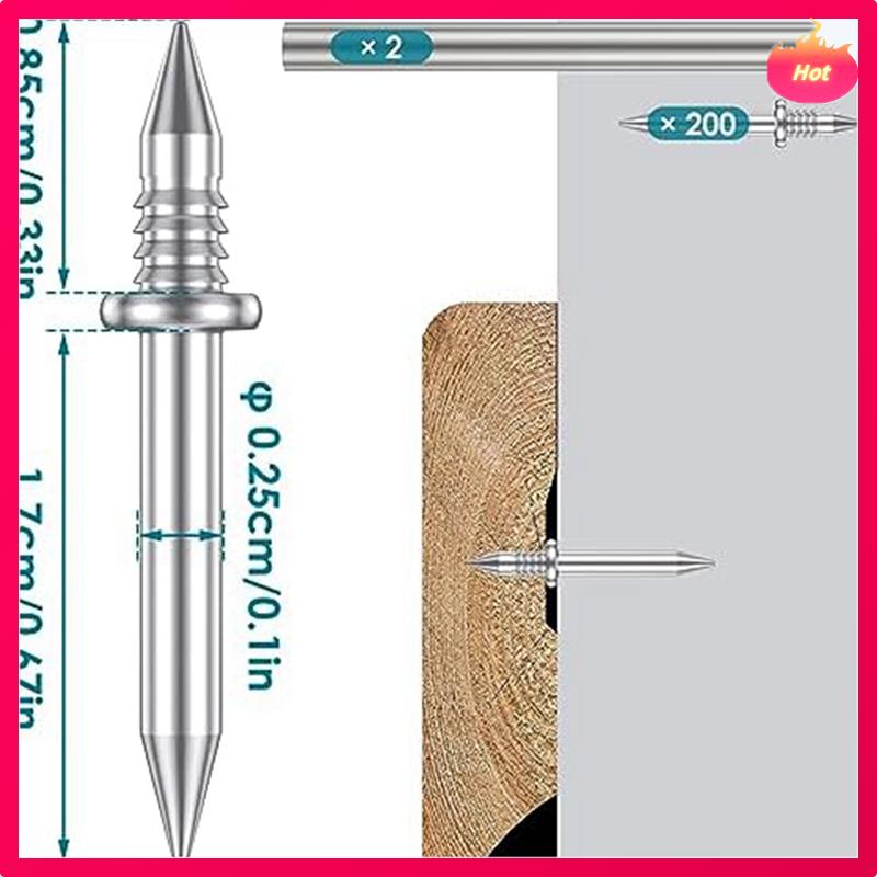 400 Pcs Double-Head Skirting Thread Seamless Nail,Rust-Proof No Trace Skirting Thread Screws Set With 4 Rods, With Nail