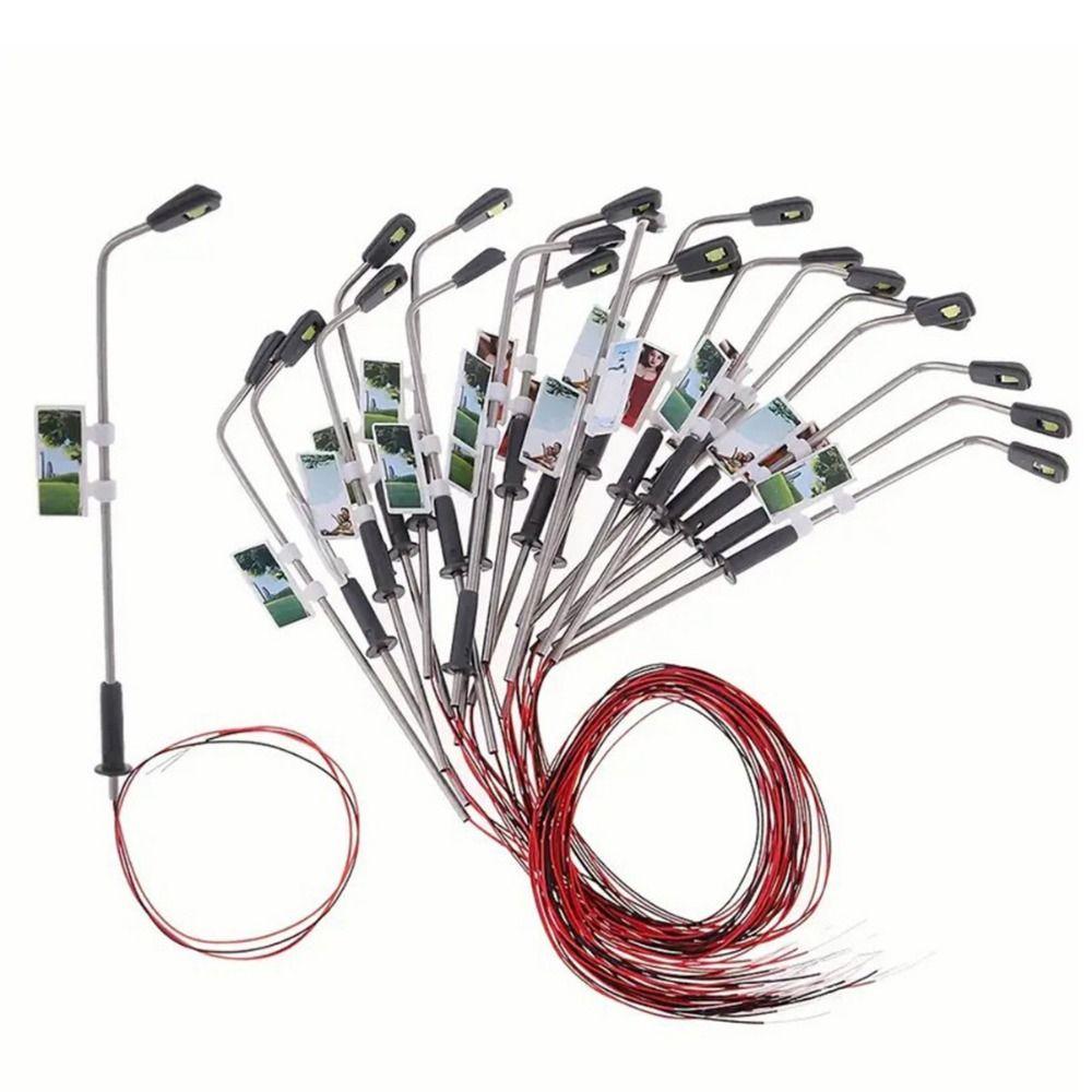 5pcs 3V Miniature Street Lamp Model Stainless Steel Model Making Led Light Table Scene Layout Kits