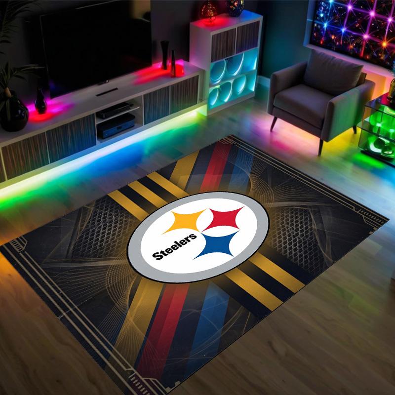 Pittsburgh Steelers Design Crystal Velvet Carpet Cozy Non?Slip Printed Rug For Bedroom Living Room Entrance