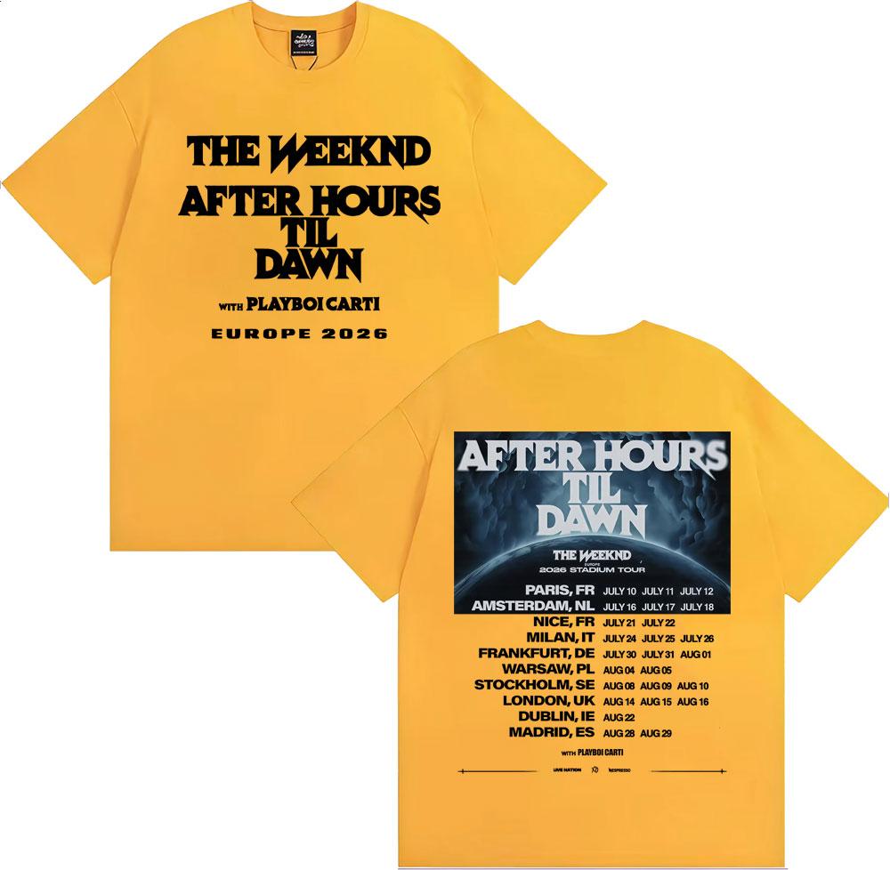 The Weeknd After Hours Til Dawn Европа 2026 Стадионный тур Футболки Унисекс Женская Мода Хип-хоп Оверсайз Хлопковые Футболки Уличная Одежда