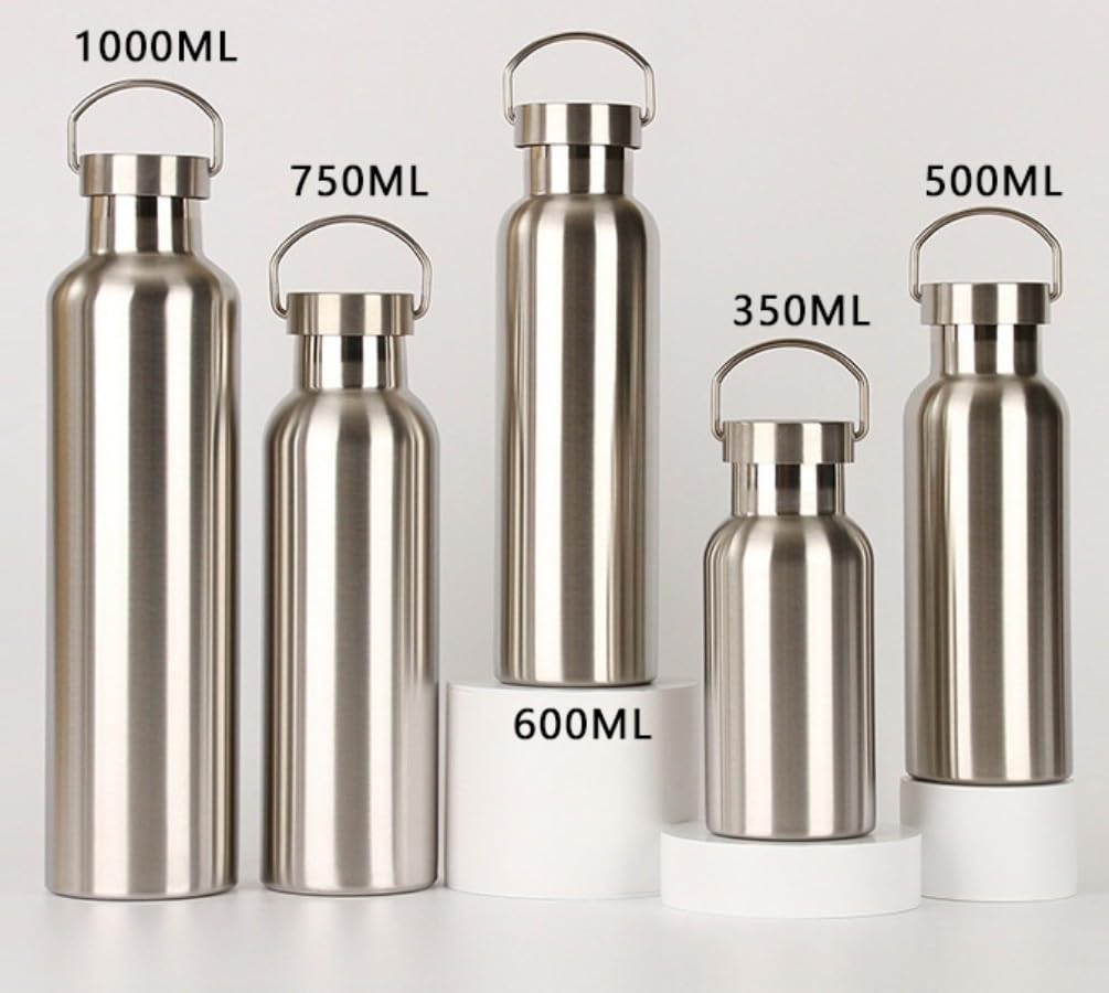 [1] Спортивная бутылка с вакуумной изоляцией, термос из нержавеющей стали с двойными стенками, широкое горлышко, с ручкой, герметичный, большой вместимости (1L), Герметичный, Идеальный