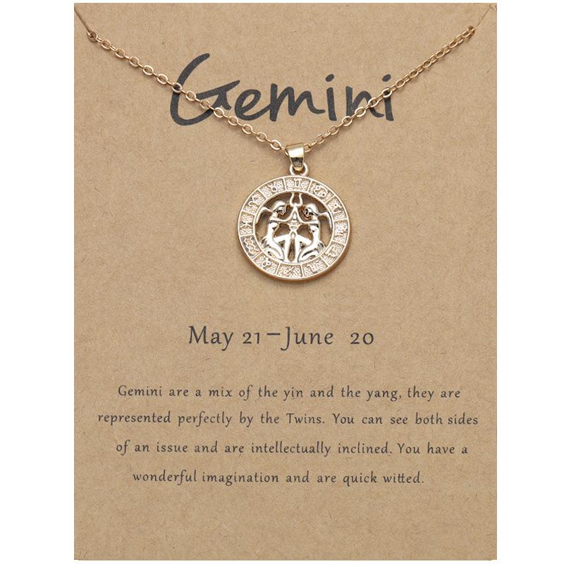 12 Zodiac Signs 3D Image Pendant Necklace Ins In Stock Zodiac Card Collarbone Chain