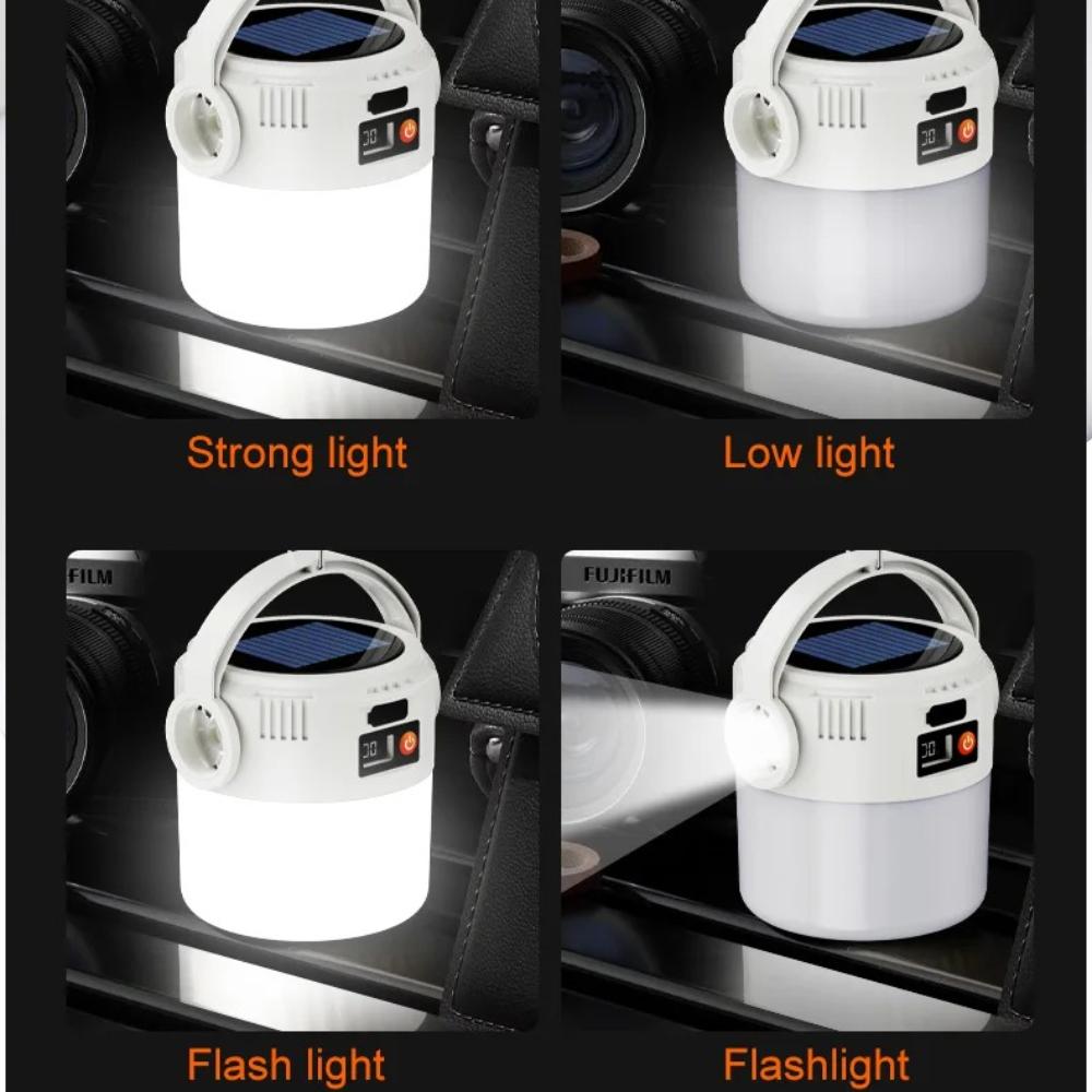 Портативный светодиодный кемпинговый фонарь на солнечной батарее с аккумулятором и зарядкой Type-C