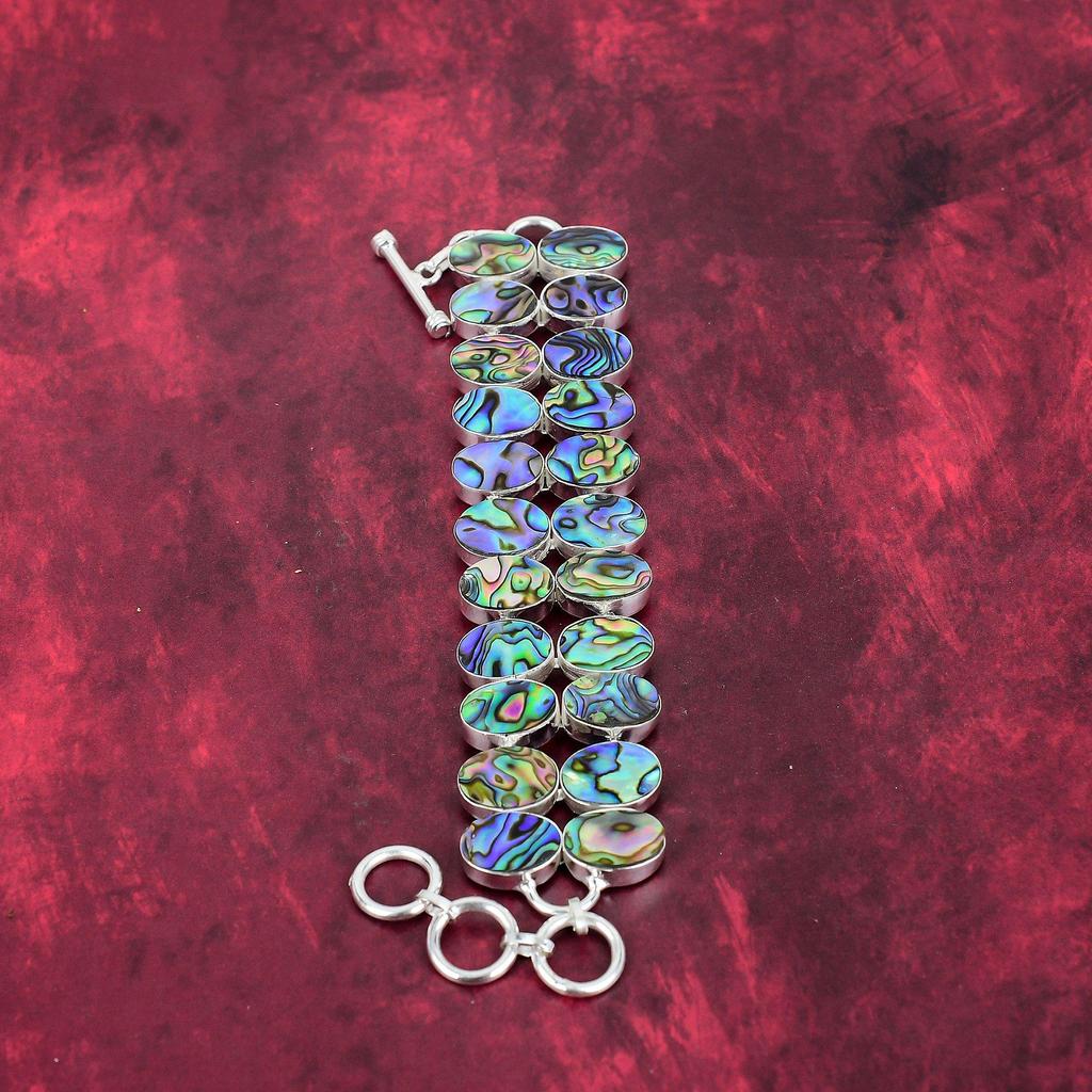 Abalone Shell 925 Solid Sterling Silver Jewelry, Handmade Beautiful Bracelet For Wedding Gift