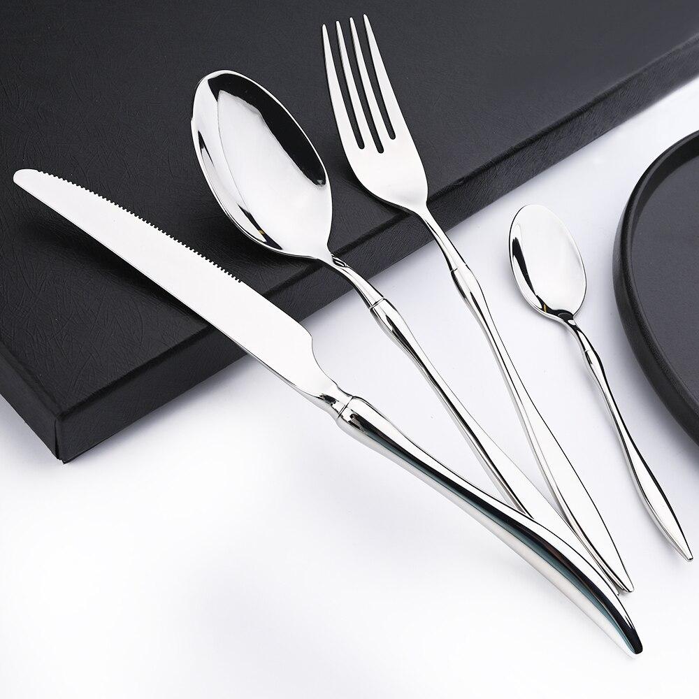 Dinnerware 18/10 Mirror Cutlery Set Stainless Steel Silverware Flatware Set Dinner Knife Fork Spoons Tableware For Home Kitchen
