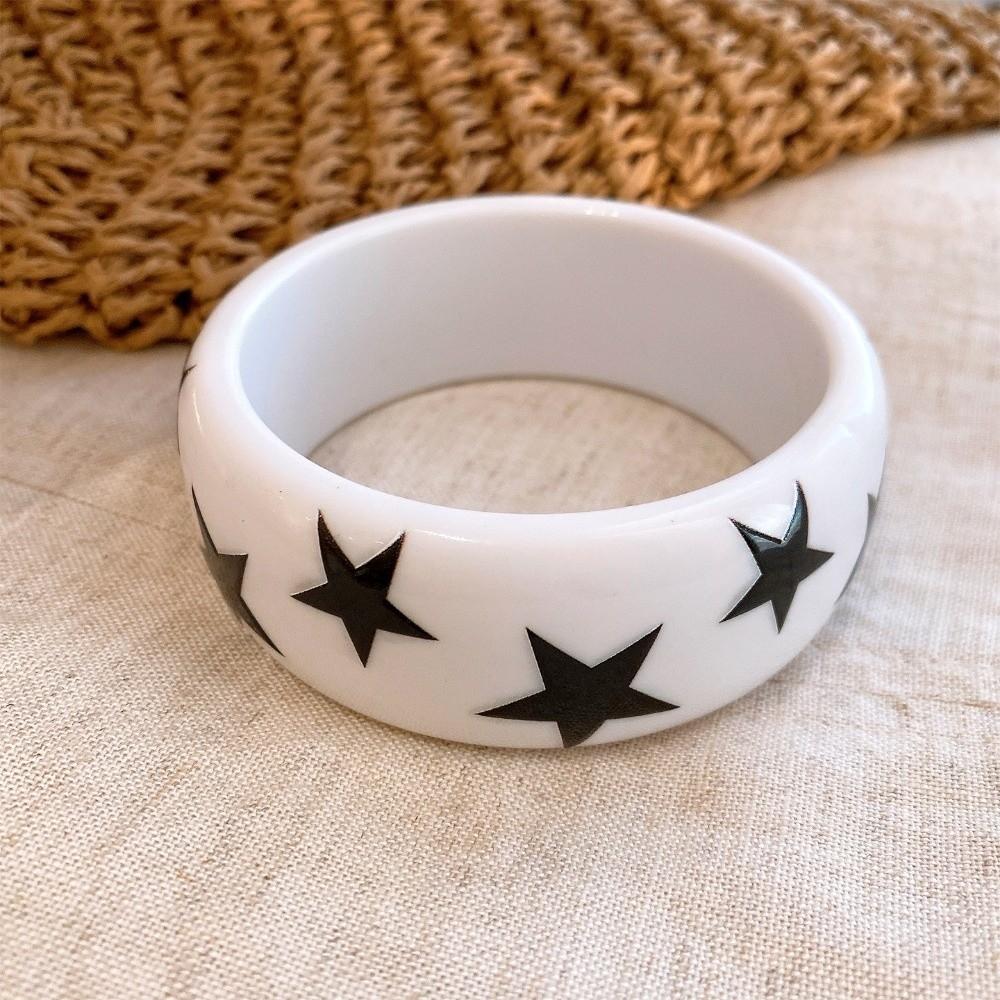 Resin Y2k Star Bangle Smudging Pentagram Hand Ring Exaggerated Star Wide Bracelet Gift