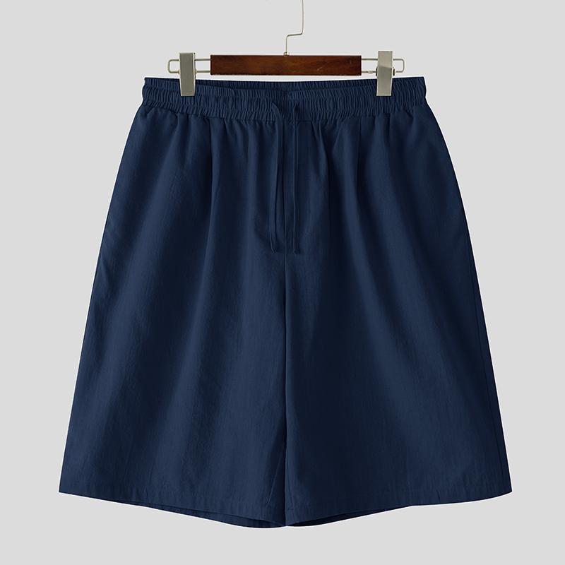 INCERUN Винтажные мужские повседневные свободные шорты-полуштаны с высокой эластичной талией и кулиской