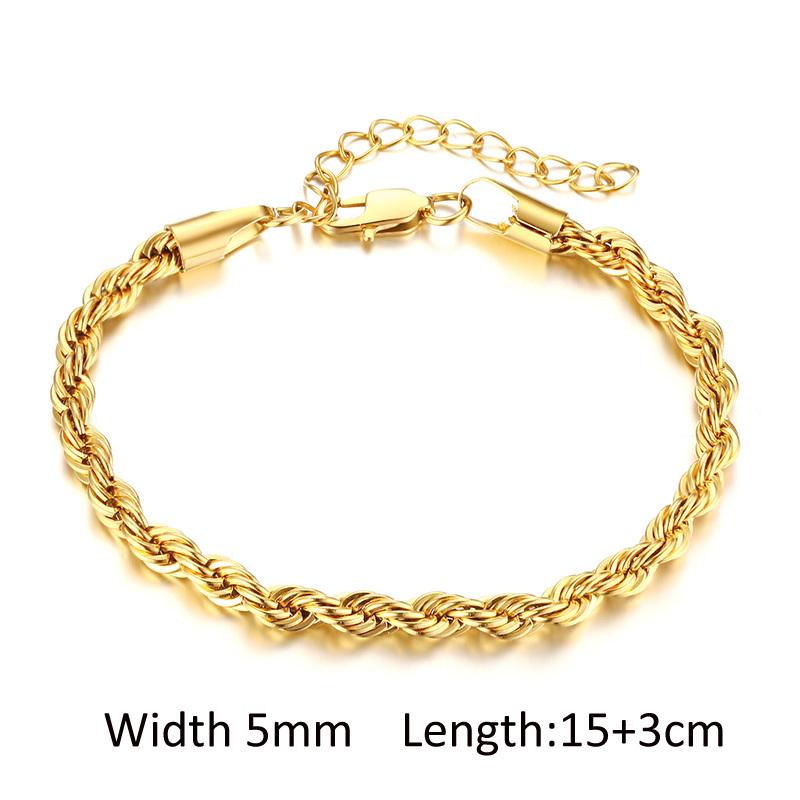 Chunky Stainless Steel Link Chain Bracelet For Woman, Gold Plated Layering Bracelets Wristband Waterproof Zircon