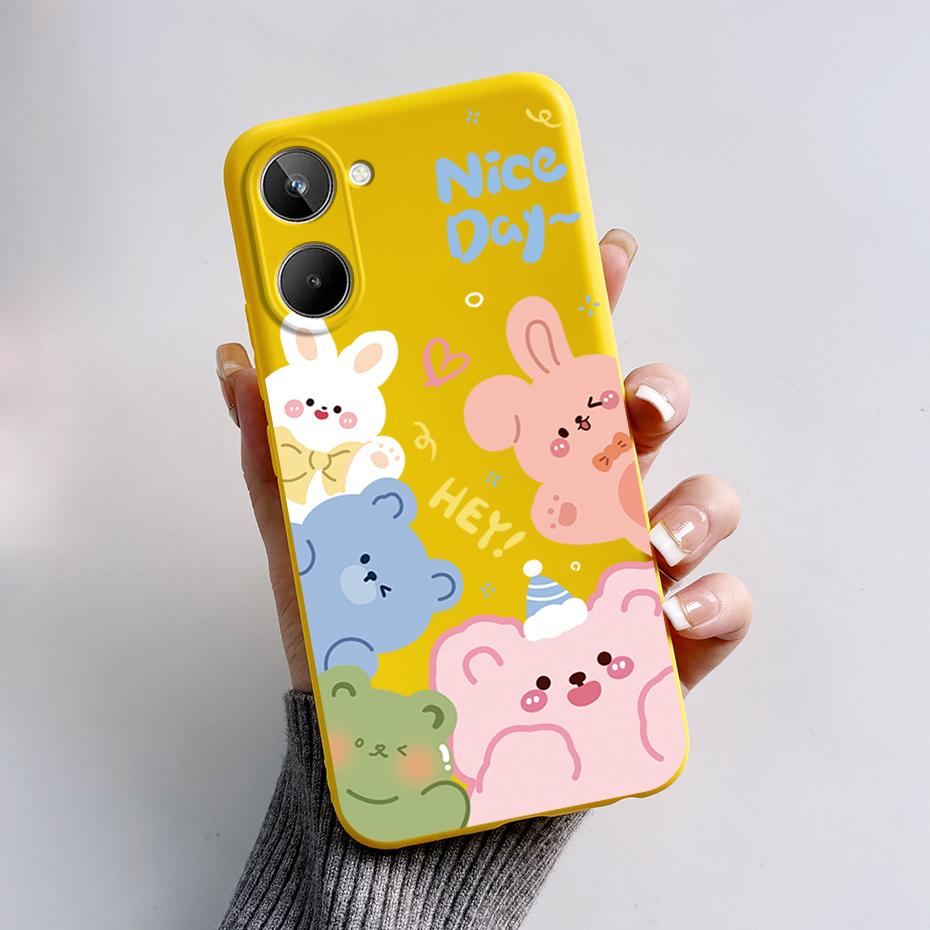 For Realme 10 4G 6.4" Soft Silicone TPU Shockproof Phone Case For Realme 10 RMX3630 Cartoon Pattern Bumper Protective Back Cover