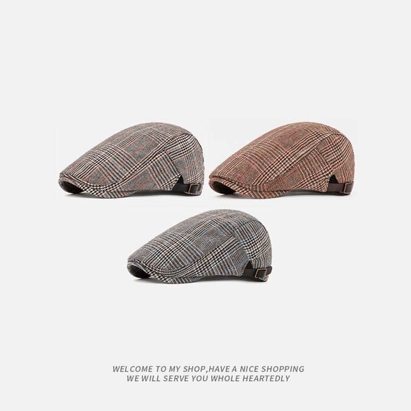 Клетчатая кепка мужская британская берет ретро-шляпа газетчика