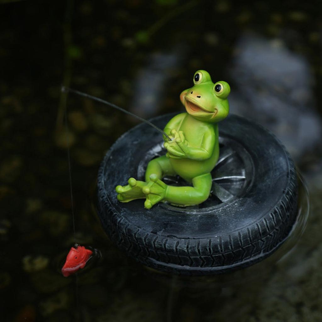 Креативная плавающая статуя лягушки из смолы для садового пруда, декоративная милая скульптура лягушки для домашнего стола, садового декора, украшения