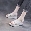 Real Soft Leather Wedge Heel Sandals for Women In the Summer of 2025 New Style with Sponge Sole and Mid Heel Shoes for Women