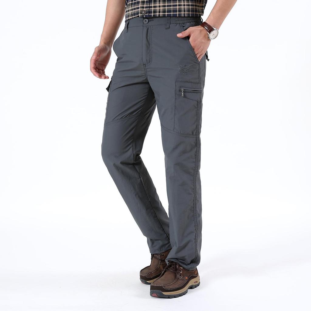 Мужские водонепроницаемые быстросохнущие брюки с несколькими карманами для активного отдыха - Свободный крой, Ветрозащитные, Весна/Осень, Размер S-105