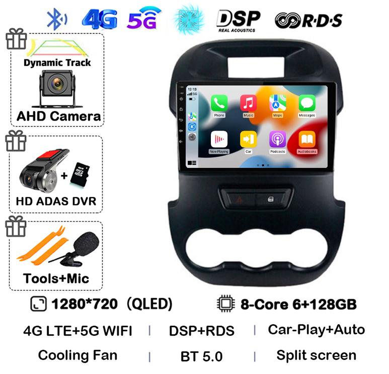 Android 14 Carplay Auto для Ford Ranger 2011 2011 2013 2014 Автомобильный радиоприемник GPS стерео мультимедийный плеер головное устройство 2 DIN WIFI+4G DSP